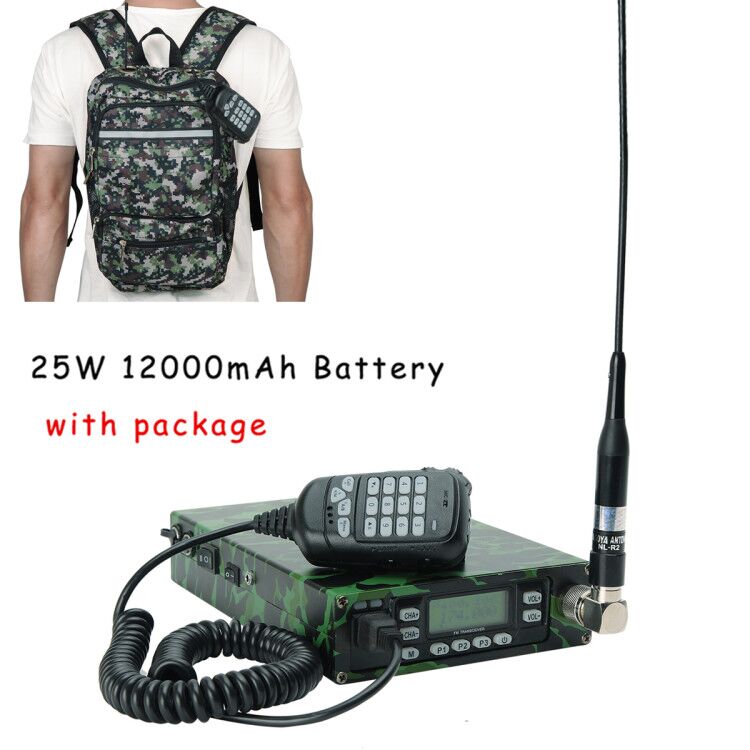 Packable Dual Band Backpack Mobile Radio with 12000mAh Battery Cable