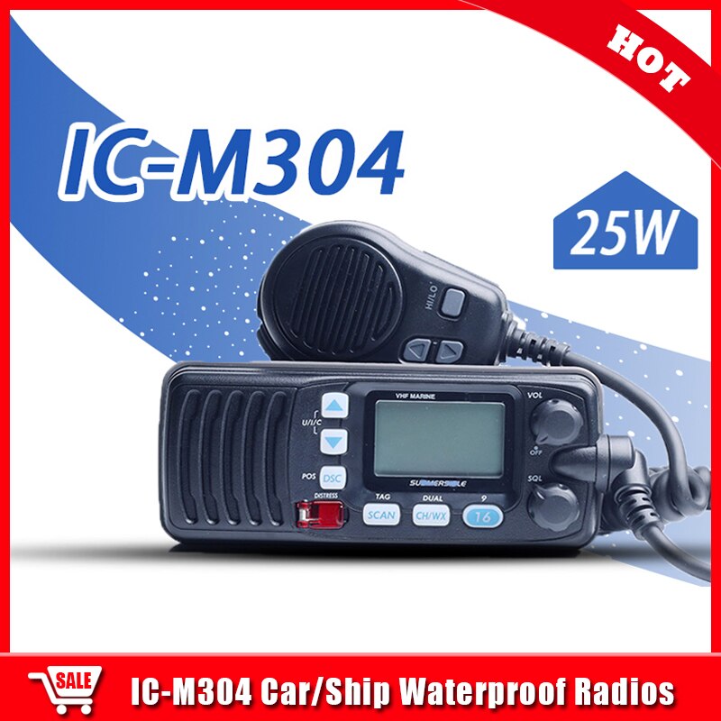 Waterproof ICOM IC-M304 VHF Marine Transceiver ICOM M304 Marine Shipboard  Radios Station - ALAFONE