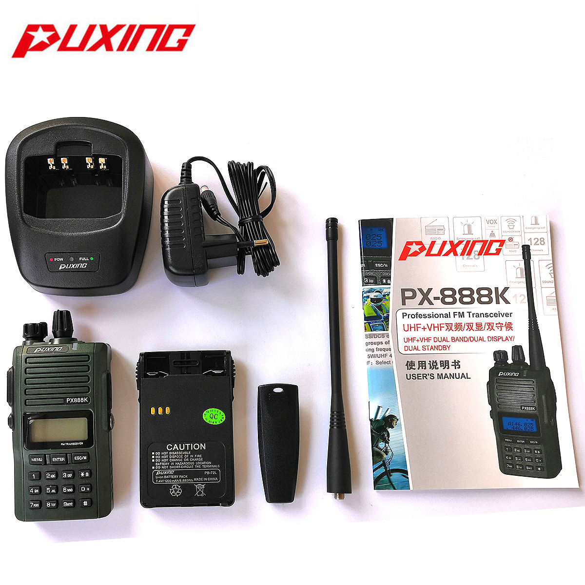 Puxing 888K Voice Activated for hunt VHF UHF Portable Walkie Talkie PX888K Dual band