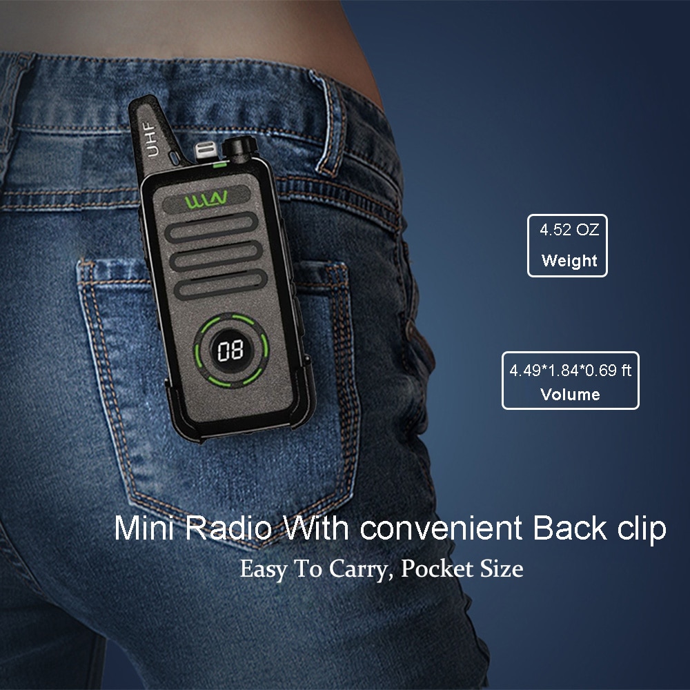 WLN KD-C1 plus Mini Walkie Talkie VOX Slim FM Radios with Desktop ...
