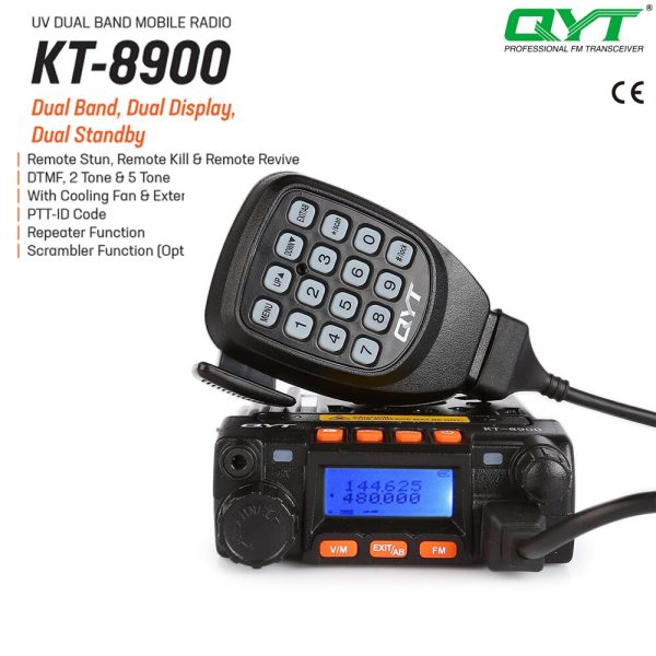 QYT KT-8900 Mini 25-Watt Dual Band Mobile Transceiver VHF 136-174/UHF 400-490Mhz Car Radio
