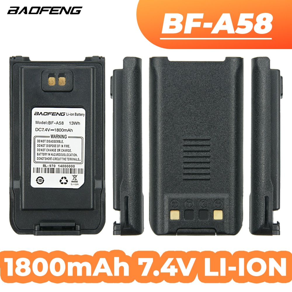 7.4V 1800mAh Li-ION Replacement Battery Pack for Baofeng A58 Walkie ...