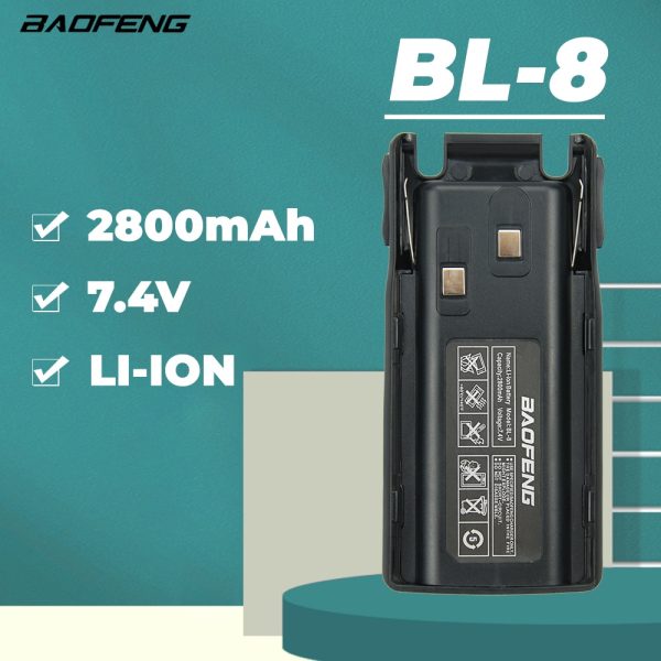 BaoFeng 2800mAh 7.4V Li-Ion Replacement Battery BL-8 for Baofeng UV-82 UV-82L UV-8D UV-89 UV-82HP UV-82HX Radio Spare Batteries