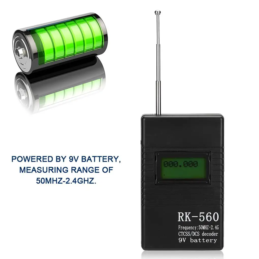 RK560 Mini Radio Frequency Counter Meter 50MHz-2.4GHz With CTCSS/DCS Decoder