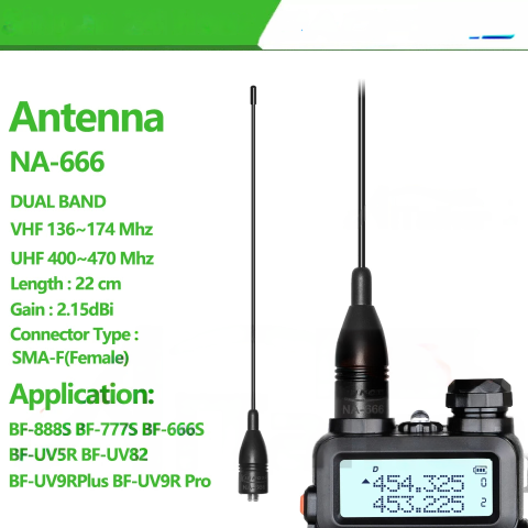 Antenna BNC HYS Dual-band 144/440 MHz – 2 Pezzi, Ad Alto Guadagno Per Radio Portatili