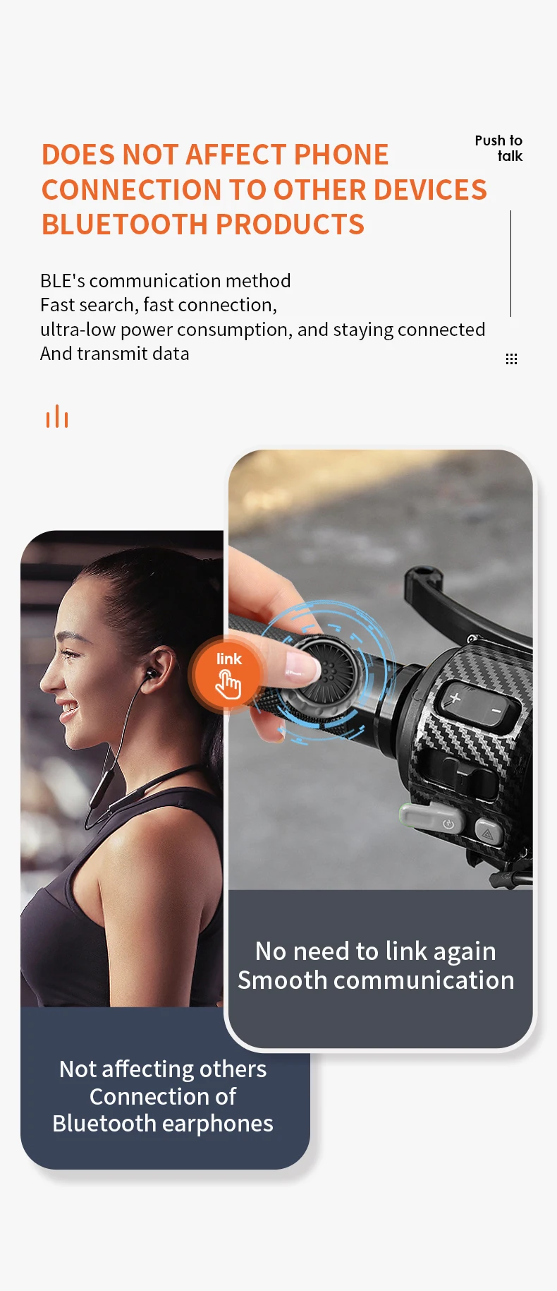 Talk Button Device Wireless Bluetooth PTT Walkie Talkie Button with Adjustable Magic Strap ...